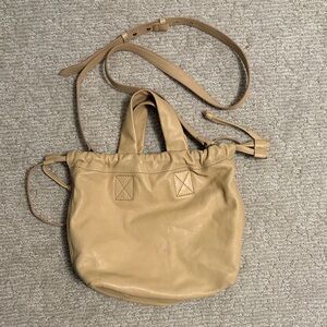 Madewell Piazza Cream Ivory Leather Drawstring Crossbody Bag Purse